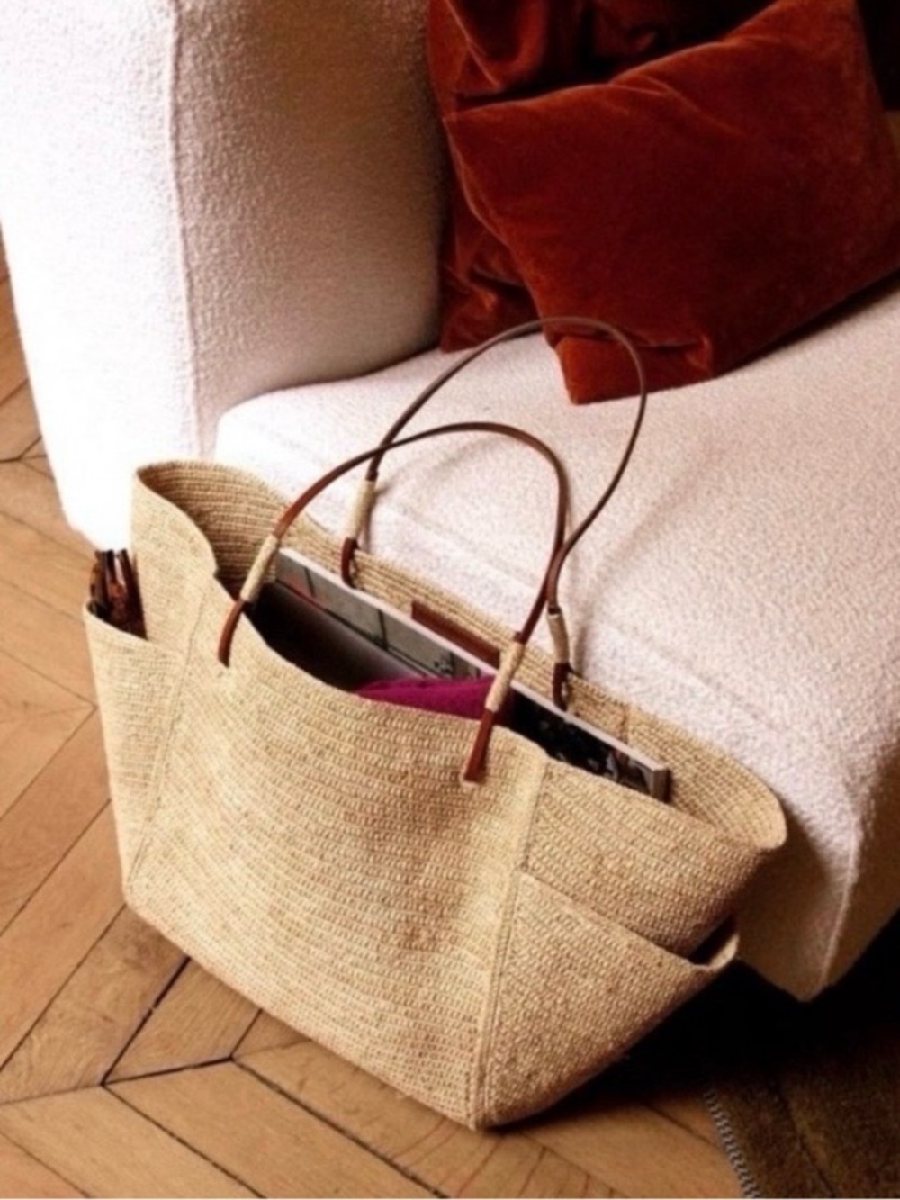 SEZANE RAFFIA PALOMA BASKET TOTE BAG ⚜️ - Picture 15 of 16